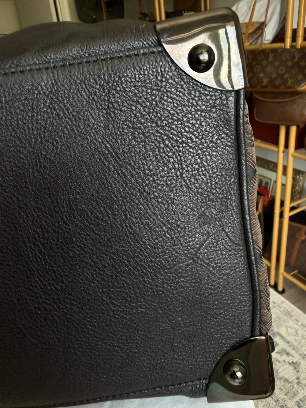 MCM XL Monogram Tote Bag Brown Black Cognac Oversized Travel Bag Luxury Designer